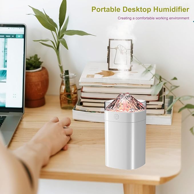 FULLBELL Cool Mist Humidifier, 400ML, 10-20 Hours Runtime, 7 Color Lights, 2 Modes, 24db Quiet (White-400ML)