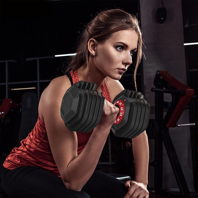 Adjustable Dumbbell Set 55LB Dumbbells Weight, 10-in-1 Weight Dumbbell with Anti-Slip Metal Handle and Bicep Supports for Comprehensive Full Body Strength Training-FlexoryFit