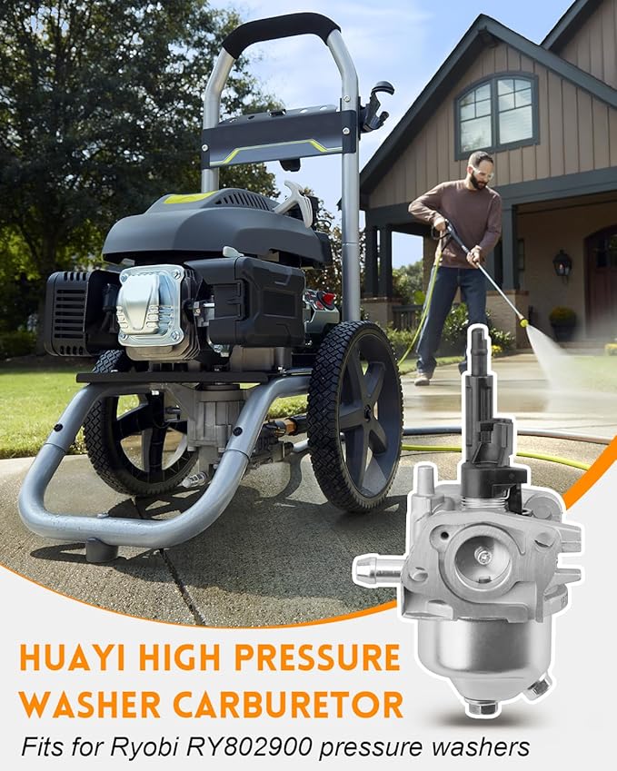 Huayi High Pressure Washer Carburetor Carb Air Filter Kit Fit for Ryobi RY802900 Replace 099981133027