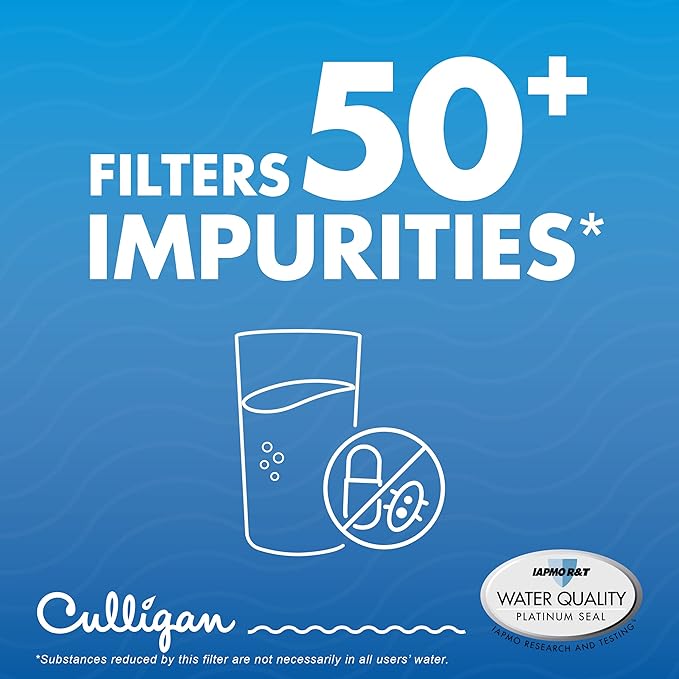 Culligan CUW1 Refrigerator Water Filter Replacement for Whirlpool Water Filter 1 (EDR1RXD1) Replace Every 6 Months Pack of 4