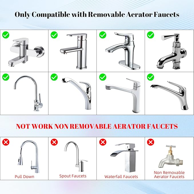 Hibbent Dual-function Solid Brass Faucet Aerator, Big Angle Rotate Metal Kitchen Sink Aerator 360 Degree Swivel Sink Sprayer Attachment-55/64 Inch Female Thread-Chrome