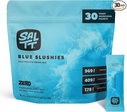 Keto Chow SALTT Electrolytes Powder Packets, Blue Slushies (30 Hydration Packets) - Magnesium, Potassium, Sodium, Trace Minerals - Vegan, Sugar Free, Gluten Free - Travel Essentials - Made in USA-FlexoryFit