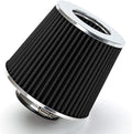 BLACK 3" 76 mm Inlet Cold Air Cone Replacement Performance Washable Clamp-On Dry Air Filter
