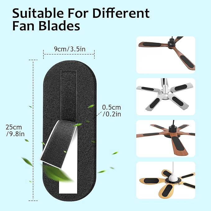 2025 Upgrade Ceiling Fan Filters for Blades 5pcs Easy-Stick Strong Fixity Activated Coconut Carbon Fan Filter. transform your fan into a powerful air purifier, cat litter box fresh filter, black