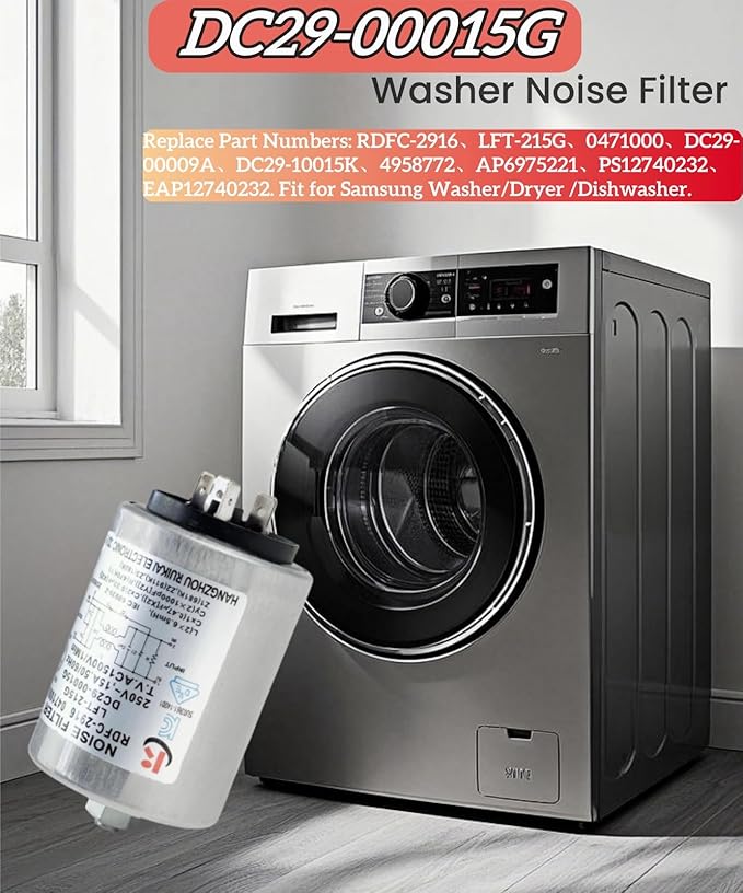 OEM DC29-00015G RDFC-2916 Washer Noise Filter LFT-215G DC29-00015K fit for Samsung Washer/Dryer Replace DC29-00009A, 0471000, 4958772, AP6975221 PS12740232, EAP12740232 250V 15A