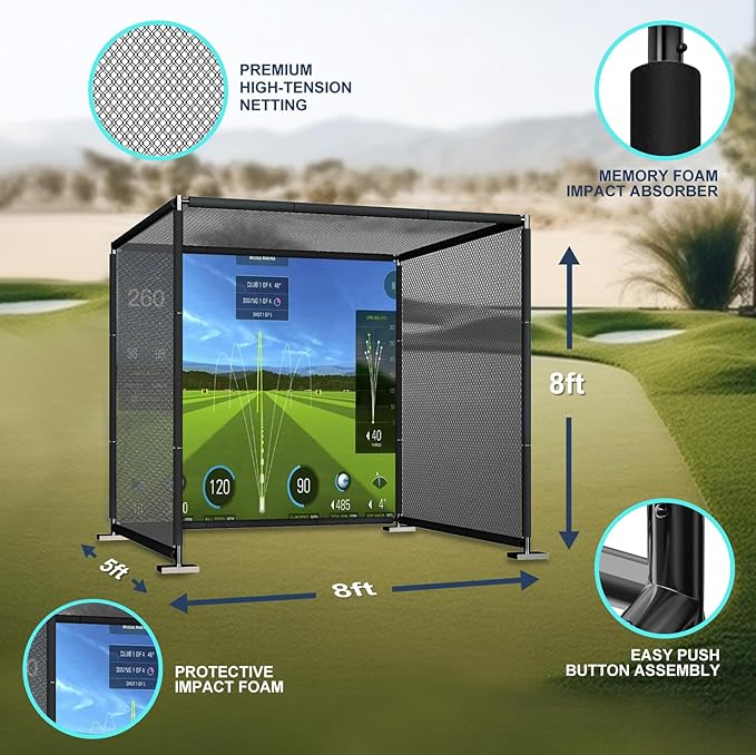 YUNIC Golf Driving Cage with Metal Frame - Choose Standard Hitting Target or Simulator Impact Screen
