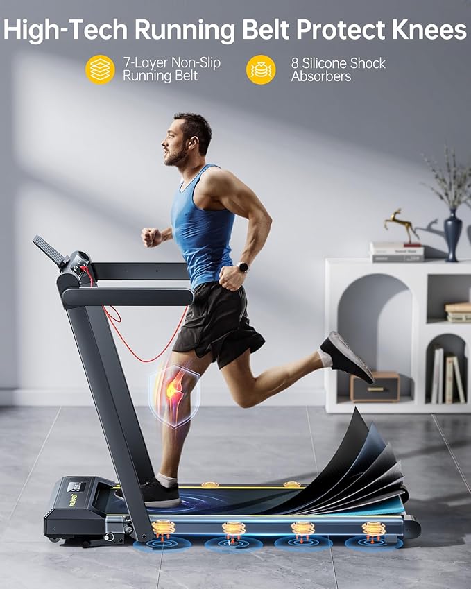 Walking Pad Treadmill with 12% Incline, 4 in 1 Folding Treadmill for Home/Office with Handle Bar, 2.5HP Under Desk Treadmills Portable Walking Pad with App & Bluetooth Speaker, 0.6-10MPH-FlexoryFit