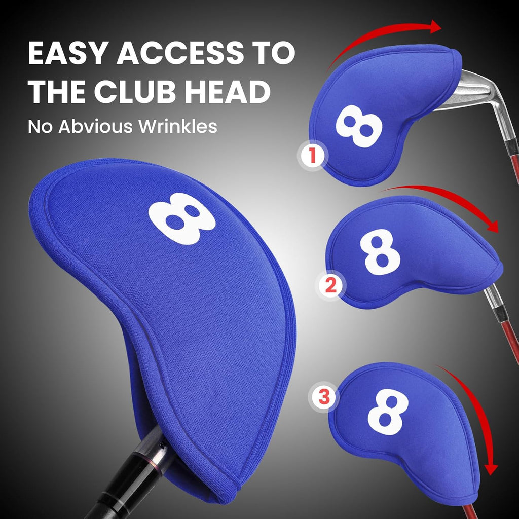 Golf Club Covers Set Neoprene Protector for Irons Value 12 Pack, Headcover Number Universal Head Cover Fit Main Irons Clubs Accessories for Women Men