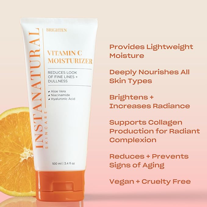 InstaNatural Vitamin C Moisturizer Face Cream, Brightens and Reduces the Look of Fine Lines and Wrinkles, Moisturizing Lotion for Dry Skin, with Hyaluronic Acid, 3.4 FL Oz-FlexoryFit
