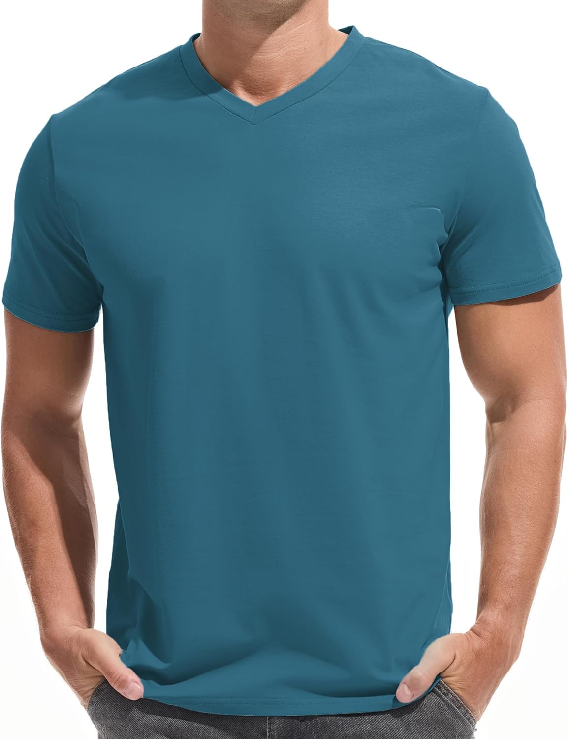 VEIISAR Premium V Neck T Shirts for Men - Modern Fitted Tees Vneck Undershirts