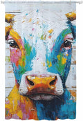 Sheer Curtains 96 Inches Long, Funny Colorful Cow Semi Sheer Curtains Light by Unknown