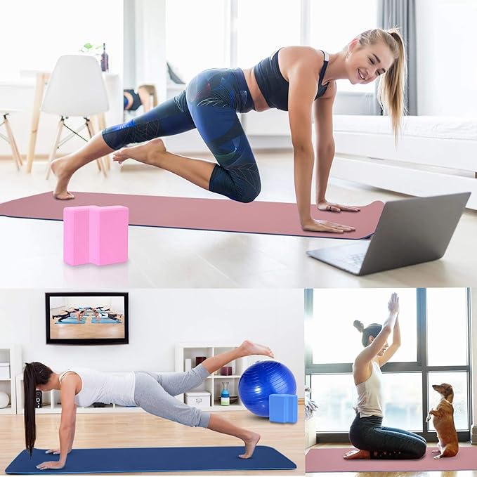 Yoga Starter Kit - 11-Piece Set with Yoga Blocks, Strap, Ball, Mat, Carrying Strap, Net Bag, Cooling Towel-FlexoryFit
