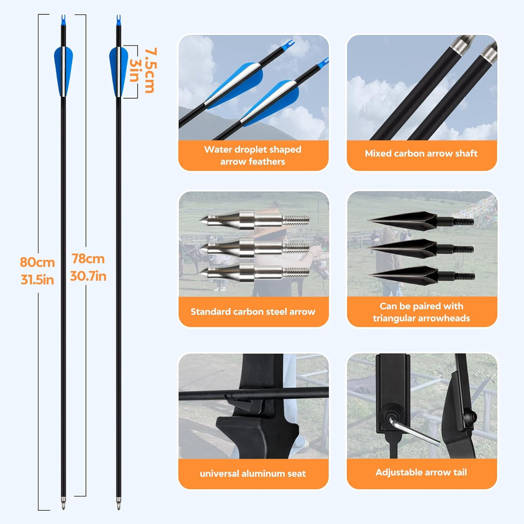 Recurve Bow and Arrow Set，Takedown Recurve Bows Archery for Adults Left and Right Hands 40lbs Archery Set