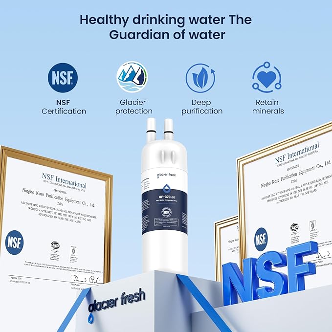 GLACIER FRESH EDR1RXD1 Refrigerator Water Filter Compatible with W10295370A, EDR1RXD1, WHR1RXD1, KAD1RXD1, Filter 1, W10295370, P4RFWB, P8RFWB2L, 46-9930, 46-9081 Refrigerator Water Filter 3 Pack