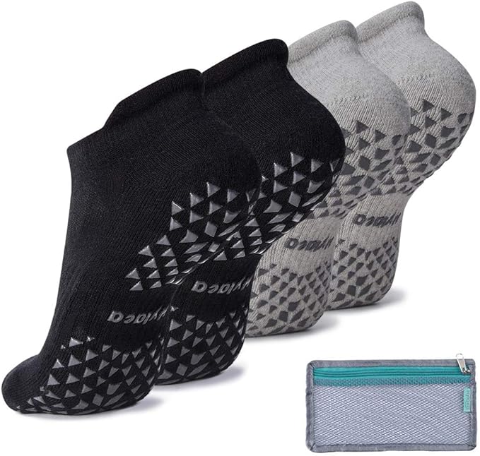 Hylaea Unisex Non Slip Socks with Grip for Yoga, Hospital, Pilates, Barre | Ankle, Cushioned-FlexoryFit