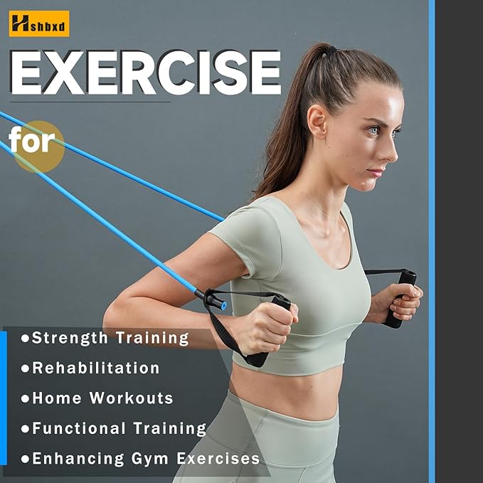 Resistance Bands with Handles for Working Out Women and Men, Exercise Bands with Door Anchor, Stretch Bands for Home Workouts, Simple Guide Included-FlexoryFit