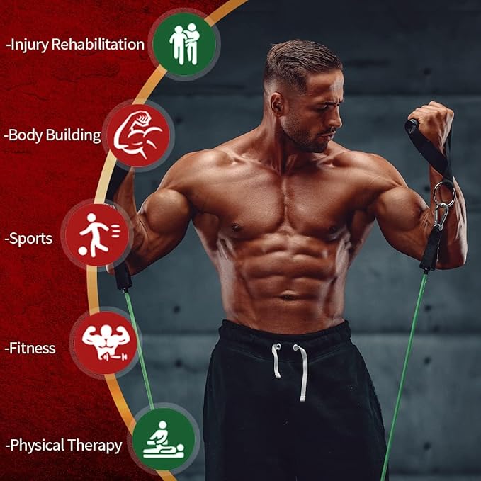 VEICK Resistance Bands, Exercise Bands, Workout Bands, Resistance Bands for Working Out with Handles for Men and Women, Exercising Bands for Fitness Weights Work Out at Home-FlexoryFit