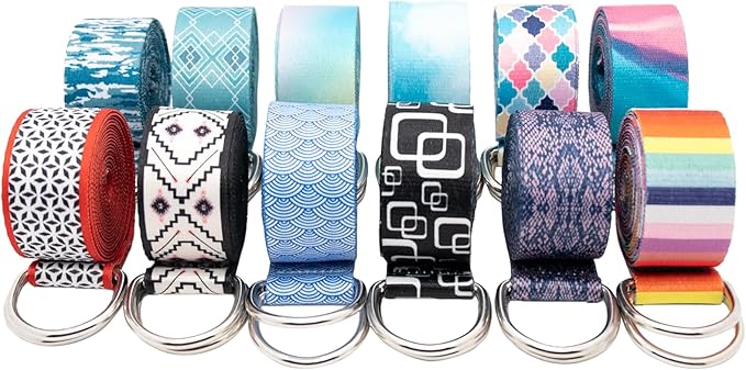 Yoga Exercise Adjustable Straps 8FT with Durable D-Ring for Pilates & Gym Workouts | Hold Poses, Stretch, Improve Flexibility & Maintain Balance-FlexoryFit