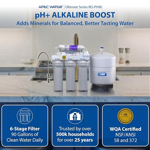 APEC Water RO-PH90, 6-Stage Alkaline Under Sink Reverse Osmosis Water Filter - Image 2