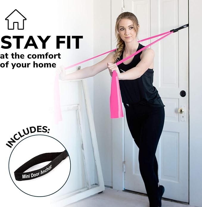 7Ft Long Resistance Bands for Stretching - Resistance Bands Set with Door Anchor - Exercise Bands Including Carry Pouch, E-Book & App - Latex-Free Workout Bands-FlexoryFit