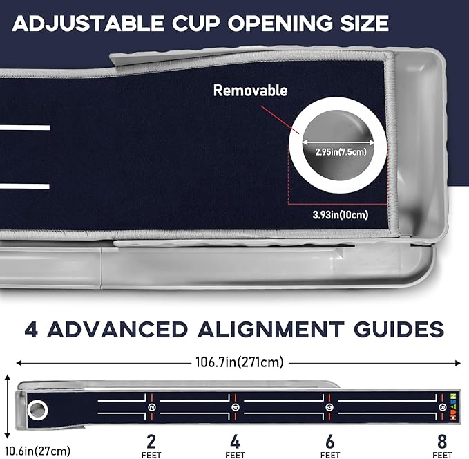 Mini Golf Putting Mat - Indoor/Outdoor with Ball Return Alignment Guide & Durable Velvet Crystal Mat Golf Accessories for Men Enjoy Speedy Wrinkle-Resistant Putting Fun