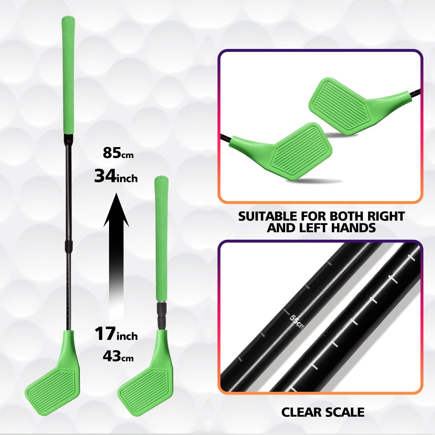 Kids Golf Club Set, Adjustable Backyard Outdoor Indoor Golf Clubs with Oversized Club Heads for Kids, Juniors, and Family Play Golf Game in Grass, Parks, Yards (Green)