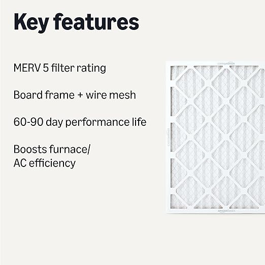 Amazon Basics Merv 5 AC Furnace Air Filter 20x25x1 inches, Pack of 6 (Actual size: 19.75" x 24.75" x 0.75")