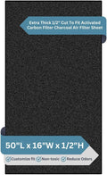 Extra Thick Activated Carbon Filter Sheet - Premium 16"W x 50"L Cut to Fit Air Filter - Ideal Use for Air Purifier, AC Vents, Range Hood, Litter Box and Compost Odor/VOC Control