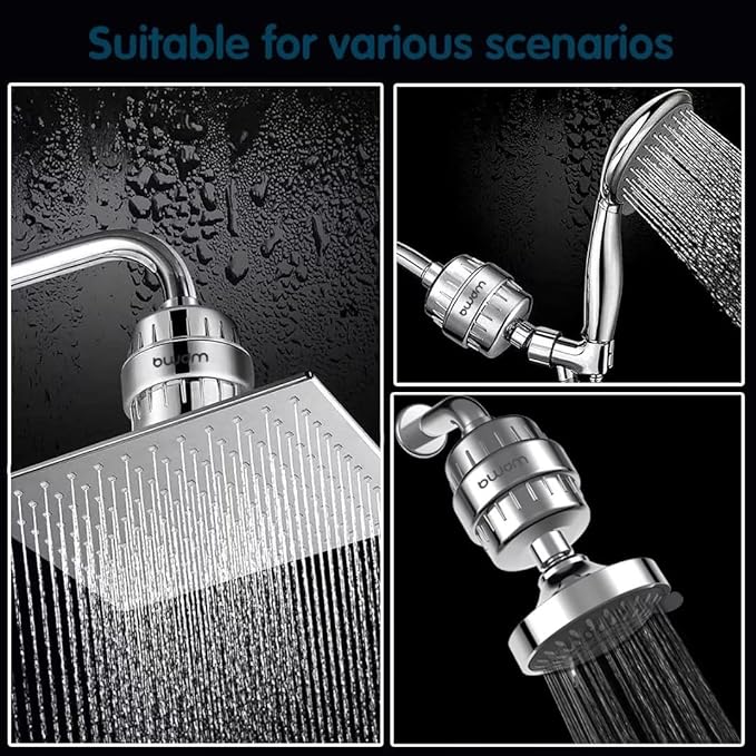 15 Stage Shower Filter - Shower Head Filter - bwdm Hard Water Filter, Remove Chlorine Heavy Metals and other Impurities, Vitamin C Water Softener Reduces Dry Itchy Skin, Dandruff (Chrome)