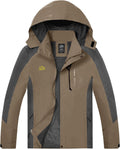 TEZO Mens Rain Jacket Waterproof with Hooded Hiking Coat Lightweight Windbreaker