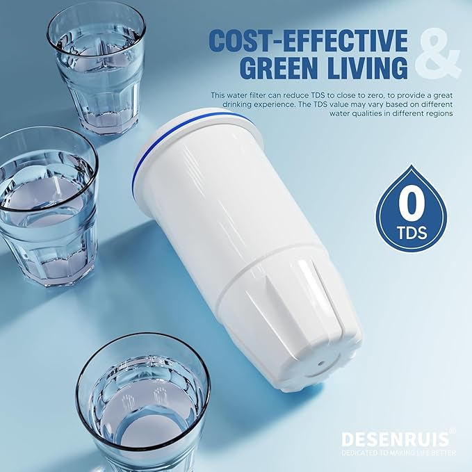 Upgraded Water Filter Replacement for Zero Pitcher and Dispenser ZR-001 ZR-004 ZP-006 ZR-017, Multi-Stage Filter System, Effectively Reducing Lead, Chromium, PFOA, and PFOS, Pack of 3, By DESENRUIS