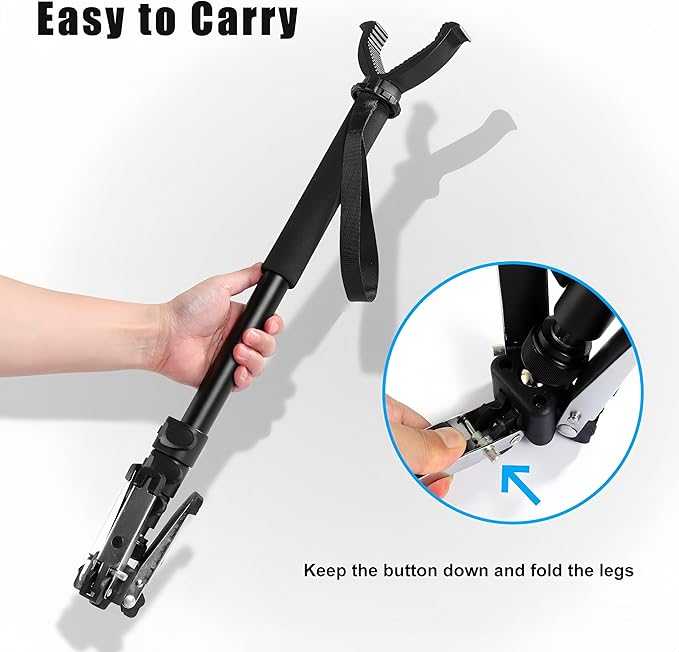 Shooting Stick with V Yoke, 22-62 inches Adjustable Aluminum Shooting Monopod for Hunting Rifles