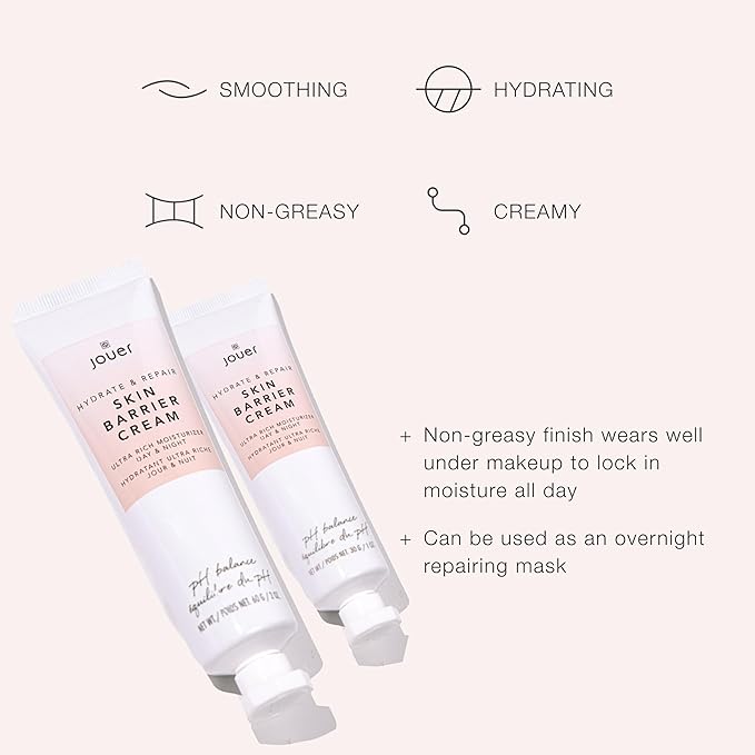 Jouer Skin Barrier Cream - Skin Barrier Repair Moisturizer - Hydrating Hyaluronic Acid DD Cream - Wrinkle Cream - Anti Aging Night Face Cream with Alpha Lipoic Acid and Coq10-2 oz-FlexoryFit