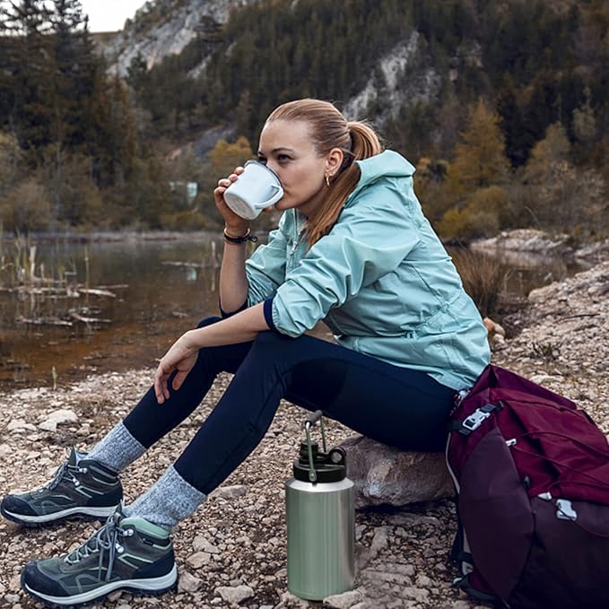 Kerilyn Insulated Gallon Jug with Handle, One Gallon, 128oz Stainless Steel, Large Double Vacuum Water Bottle for Hot & Cold Drinks, Wide Mouth, Sweat Proof, Great for Travel, Camping, Stainless-FlexoryFit