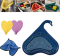 Faucet Hanging Filter Basket for Kitchen Sink, Faucet Hanging Filter Basket, Kitchen Sink Drain Basket Swan, Multifunctional Drain Basket for Kitchen Drain Strainer (Blue)