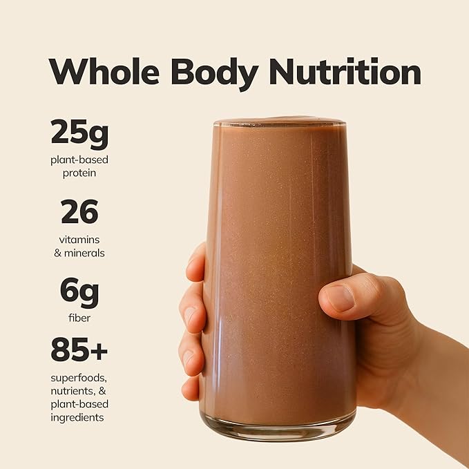 Ka’Chava Whole Body Meal Shake Chocolate 2 lb – Vegan Protein Powder with 85+ Superfoods & Greens – Plant-Based Meal Replacement with Probiotics & Digestive Enzymes – Gluten & Dairy Free (15 Servings)-FlexoryFit