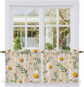 Spring Daisy Tier Curtains, Country Watercolor Flower Leaf Plant Light by Unknown