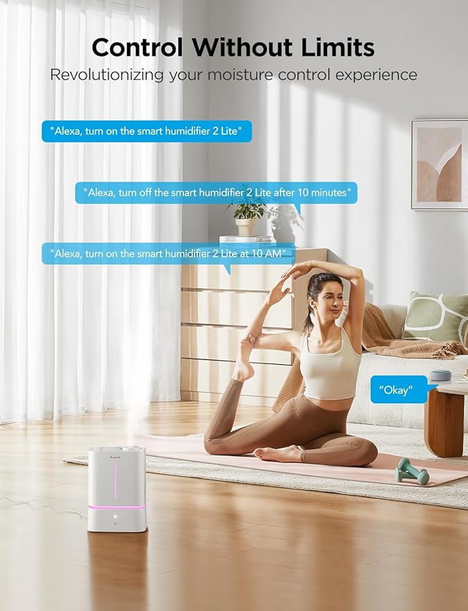 GoveeLife Humidifiers for Bedroom, 4.5L Smart Cool Mist Air Humidifiers with Scent Diffuser & Nightlight, 40H Runtime, Easy to Clean, Quiet Top Fill Ultrasonic Humidifiers for Plant, Large Room, Baby