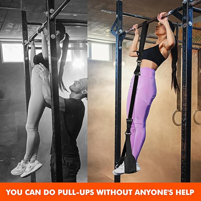 HPYGN Pull Up Assistance Bands, Heavy Duty Resistance Band for Pull Up Bar, Adjustable Weight/Size with Fabric Feet/Knee Rest, Bands for Pull Up Assist for Strength Training, Pull Up Assist Band-FlexoryFit
