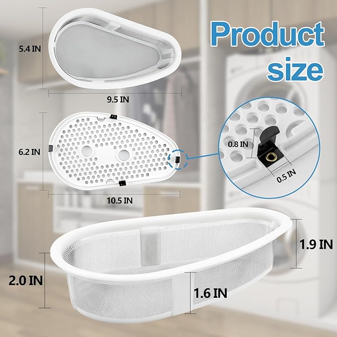 UPGRADED 8531964 W10828351 Dryer Lint Trap Filter & Cover with Stainless Steel Mesh Screen Compatible with Whirlpool Kenmore Dryer/Washer Replaces 4338557 AP5985829 by Cenipar