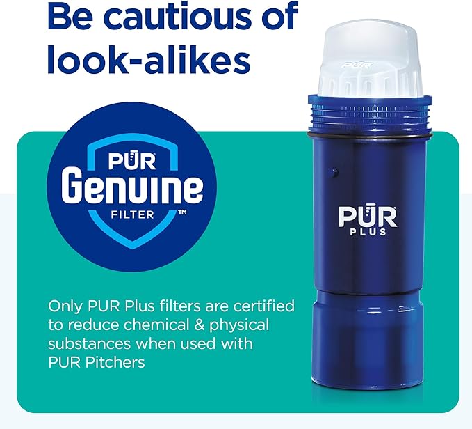 PUR Plus 7-Cup Water Pitcher, 1 Lead-Reducing Filter, Cleaner, Great-tasting Water, Dishwasher Safe, Powerful Filtration, Filter Change Light Indicator, LockFit Cap Design - Smoke