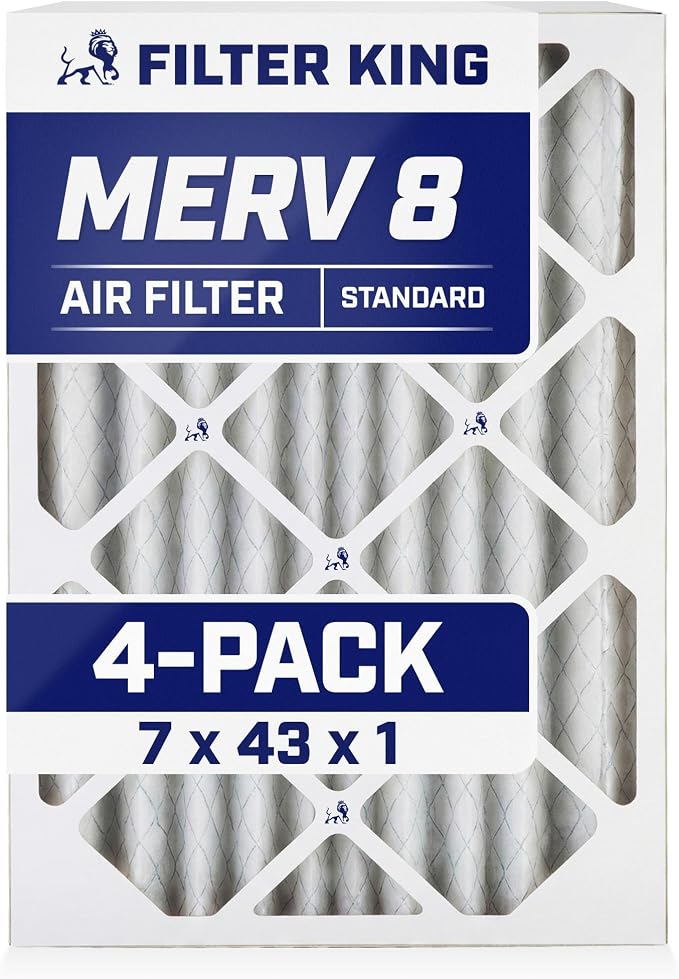Filter King 7x43x1 Air Filter | 4-PACK | MERV 8 HVAC Pleated A/C Furnace by FilterKing