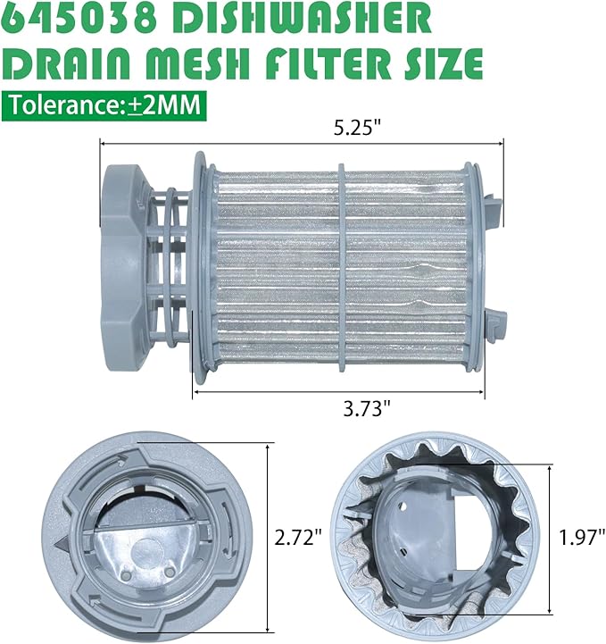 645038 Dishwasher Drain Mesh Filter 00645038 Circulation Pump Micro Filter Replaces 645038, 00645038 AP4339631 00651097 1560725 651097 AH3479708 EA3479708 PS3479708 PS8730270 AP4339631