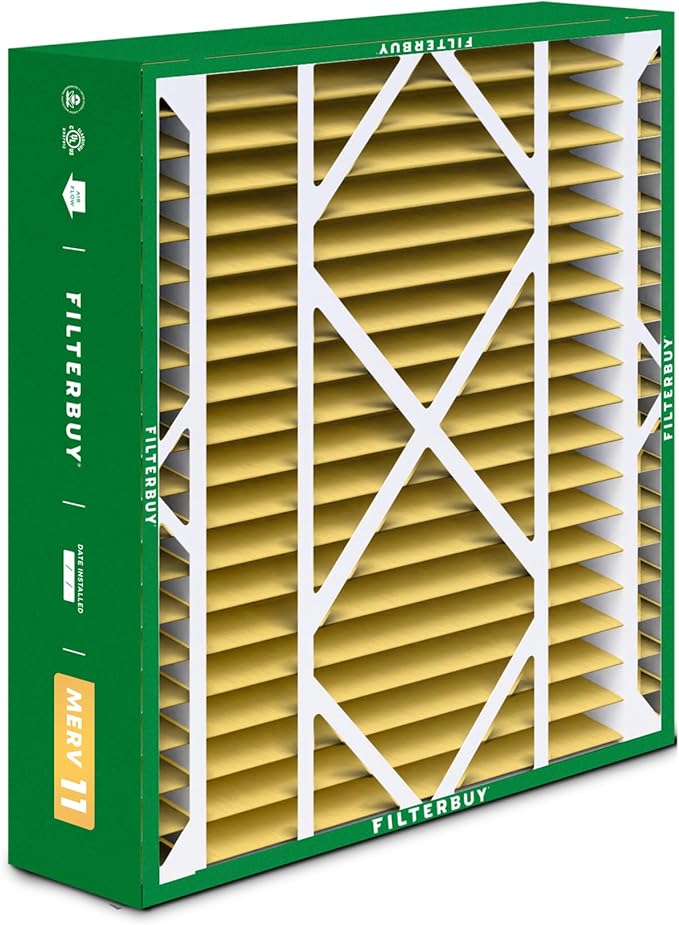 Filterbuy 24x25x5 Air Filter MERV 11 Allergen Defense (2-Pack), Pleated HVAC AC Furnace Air Filters Replacement for Carrier FILXXCAR0024, Maytag, and More (Actual Size: 23.63 x 24.69 x 4.25 Inches)