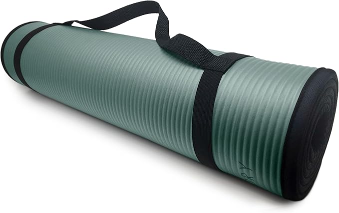 MICRODRY Deluxe Fitness Exercise Yoga Mat for Home & Gym, Extra Thick for High Impact Training, Multi Layered Skid Resistant Surface, Odor Neutralizing with Carrying Strap-FlexoryFit