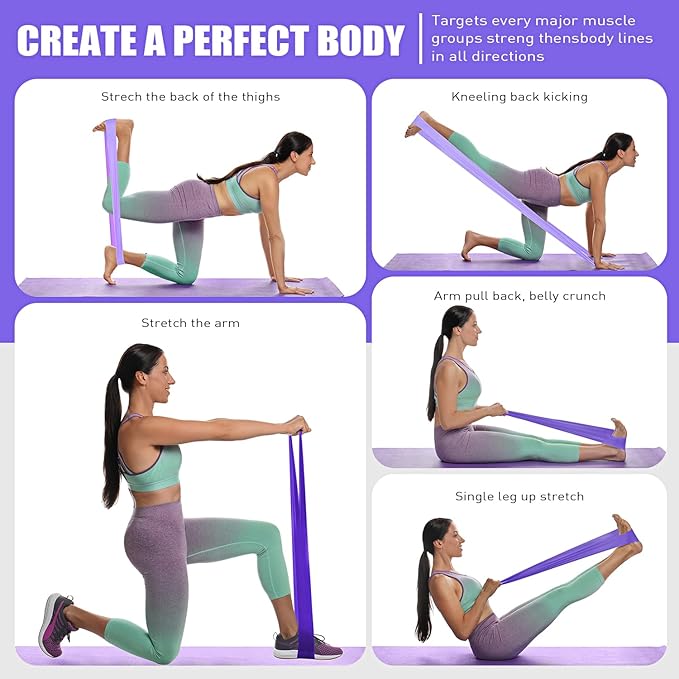 Resistance Bands, Exercise Bands, Physical Therapy Bands for Strength Training, Yoga, Pilates, Stretch Elastic Band with Different Strengths, Workout Bands for Home Gym-FlexoryFit
