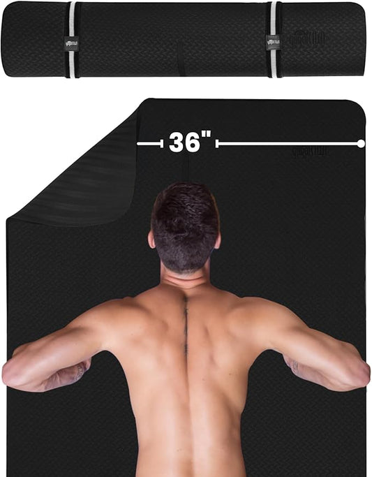Extra Wide Yoga Mat for Men Women (72"L x 36"W) Non Slip Fitness & Exercise Mat with Alignment Marks for Yoga, Pilates, Floor Workouts-FlexoryFit