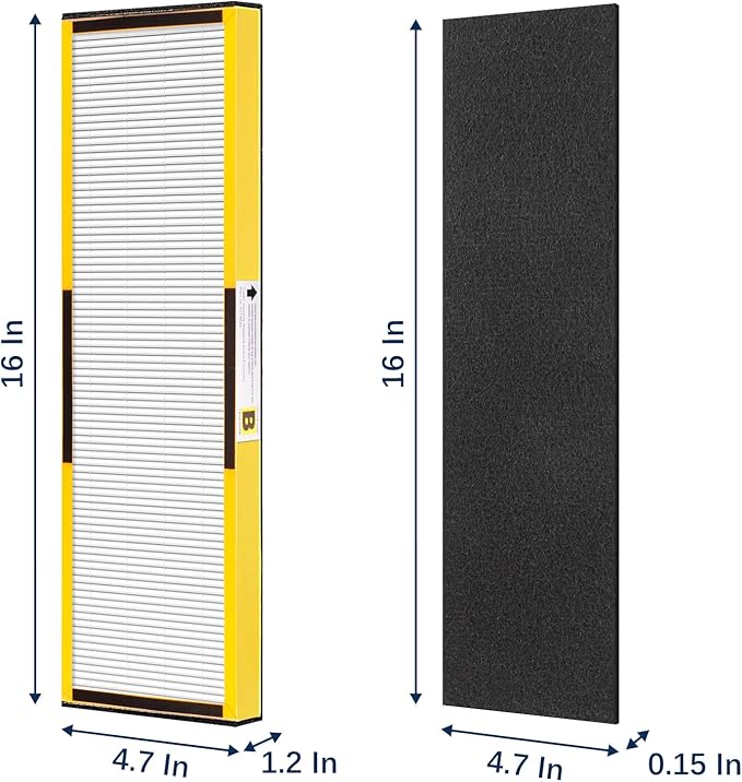 AC4825 Filter B Replacement Compatible with Germ-Guardian Air Purifier AC4825 AC4825E AC4800 AC4850PT AC4900CA AC4820 AC4300 Air Purifier, 4 HEPA with 4 Pre-Filters