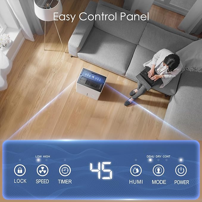 4500 Sq ft Dehumidifier for Home Basement, with Energy Star Cetificated 50 Pints Dehumidifier Drain Hose & Water Tank, Intelligent Humidity Control, Auto Defrost, for Bathroom Large Room