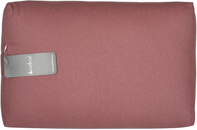 Rectangular Yoga Bolster Pillow, 18" x 12" x 6", Pink Cotton-FlexoryFit